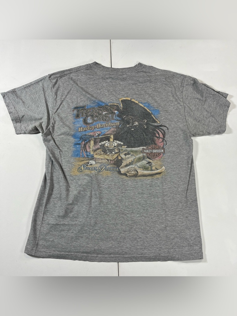 VTG Harley Davidson Treasure Coast Stuart Florida T Shirt Gray Wolves Mens M